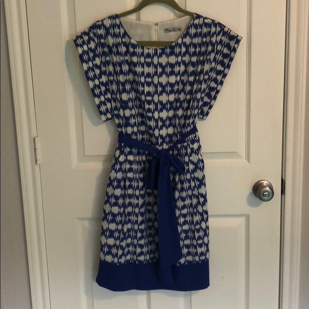 Blue and white dress
